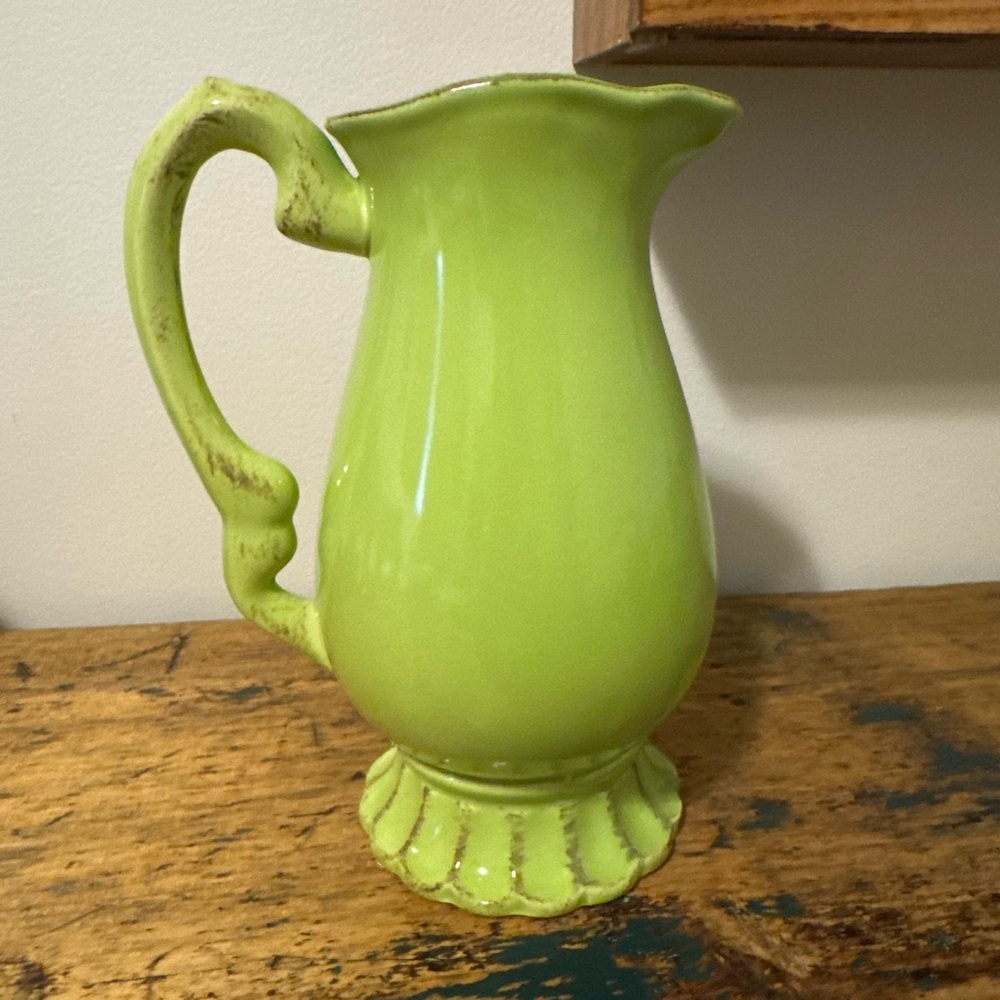 Green Ceramic Pitcher - Picture 3 of 6